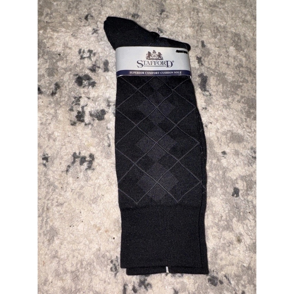 Stafford Socks Dress Black Gray Argyle Men's Vintage Sz 6.5-12